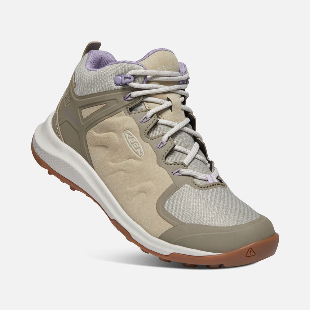 Botas de Seguridad Keen Mexico Beige/Grises - Mujer Explore Waterproof - PL0639512